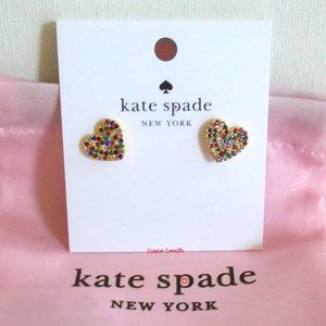 ♠️ Kate Spade ♠️ "Yours Truly" Rainbow Pave Heart Studs❤️‍🔥